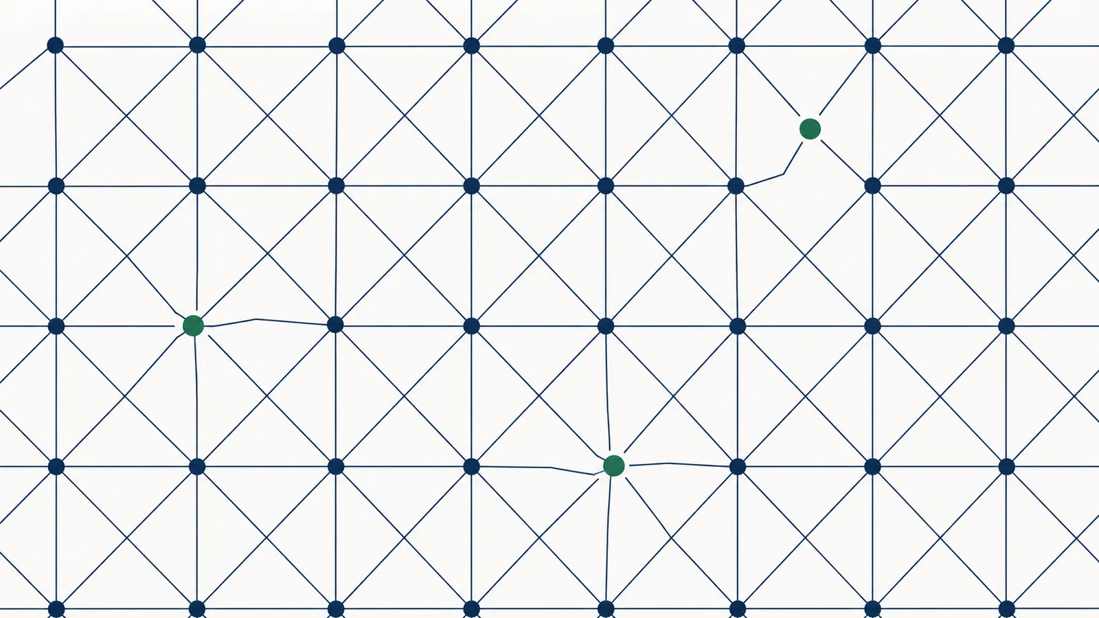 Ilustração editorial: padrão geométrico fraturado com três nós desalinhados